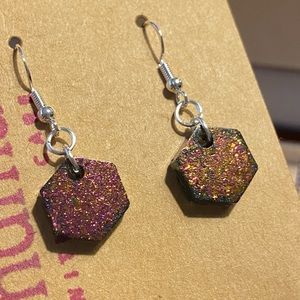 3 for $12 - Chromatic Shift Handmade Resin Hexagon Dangle Earrings